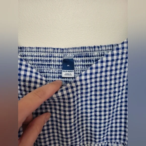 Old Navy Blue and White Gingham Puff-Sleeve Mini Dress - Picture 2 of 5
